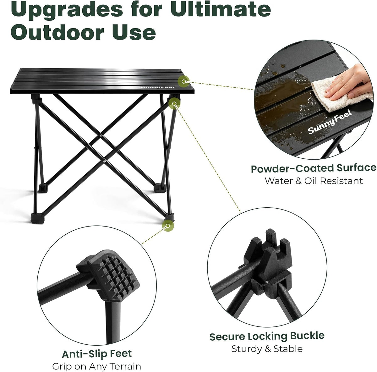 SUNNYFEEL Small Camping Table - Ultralight Portable Folding Table