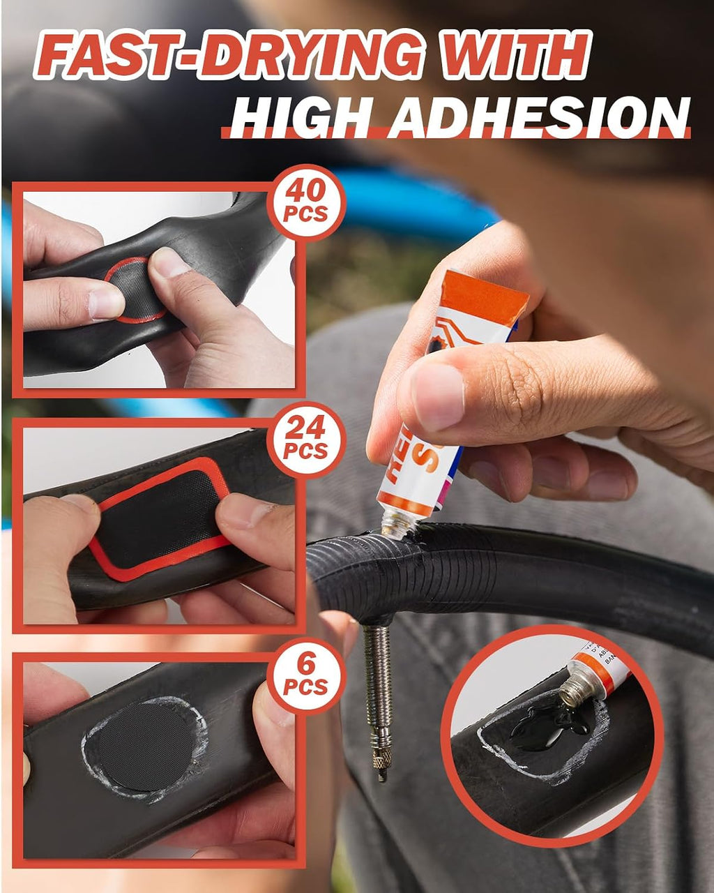 Zacro Bike Tire Repair Kit 91 PCS Vulcanizing Glue Stainless Tire Levers