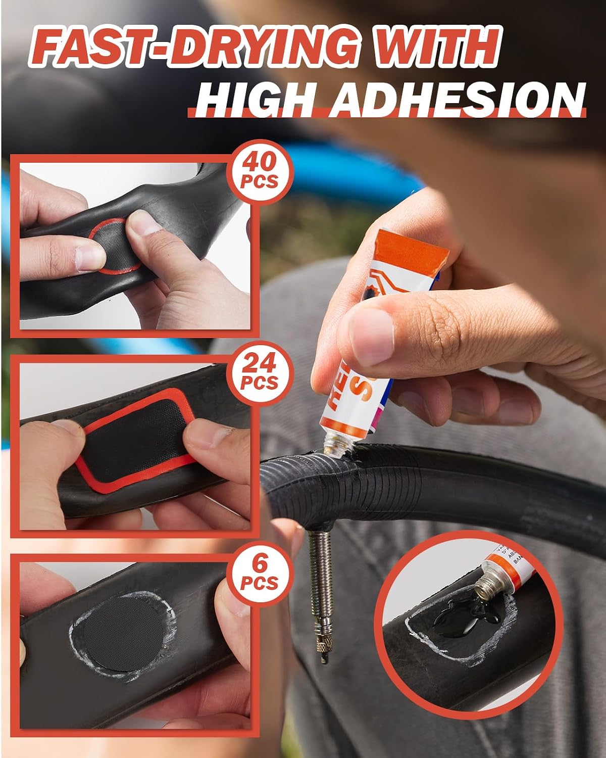 Zacro Bike Tire Repair Kit 91 PCS Vulcanizing Glue Stainless Tire Levers