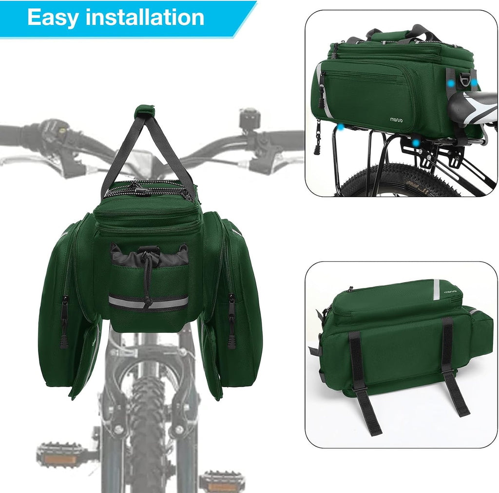 MOSISO Bike Rack Bag with Rain Cover, Bike Trunk Cooler Handag,Jungle Green