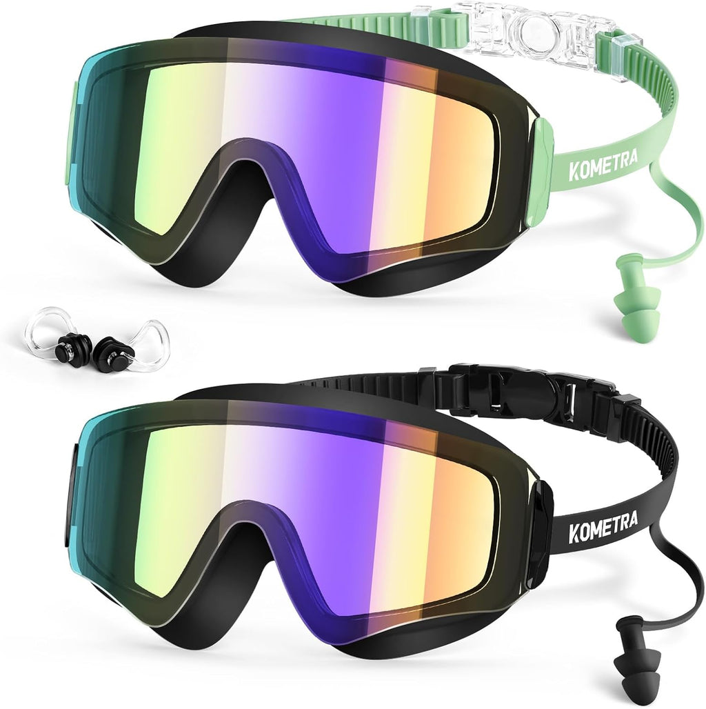 2 Pack Kids Swim Goggles for 3-15, Anti Fog UV Protection