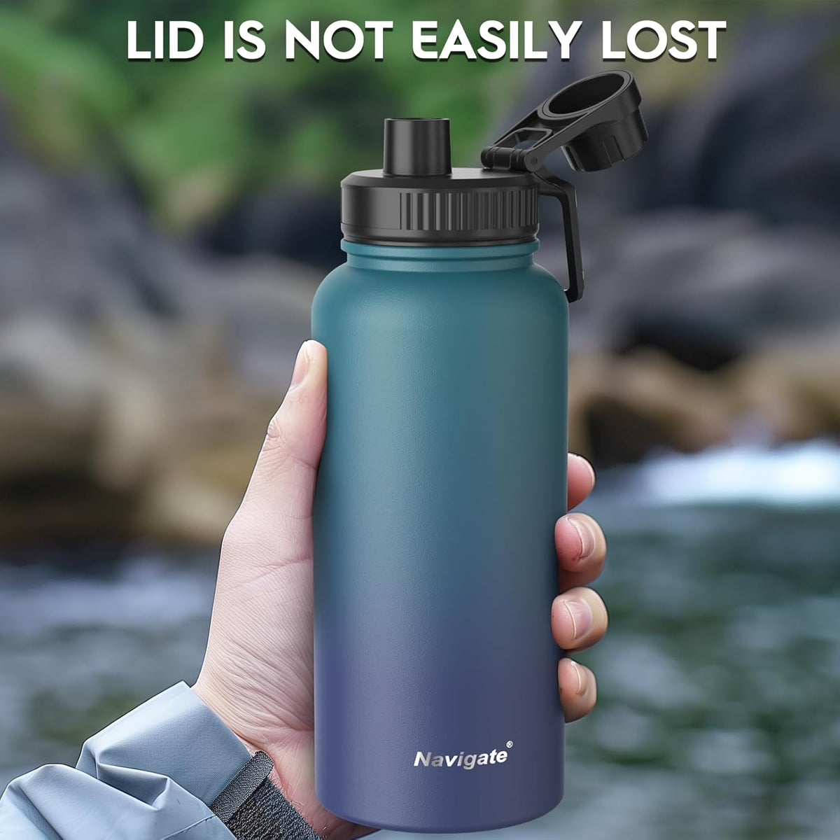 Navigate 32oz Insulated Water Bottle for Sports, Keep Cold 24H