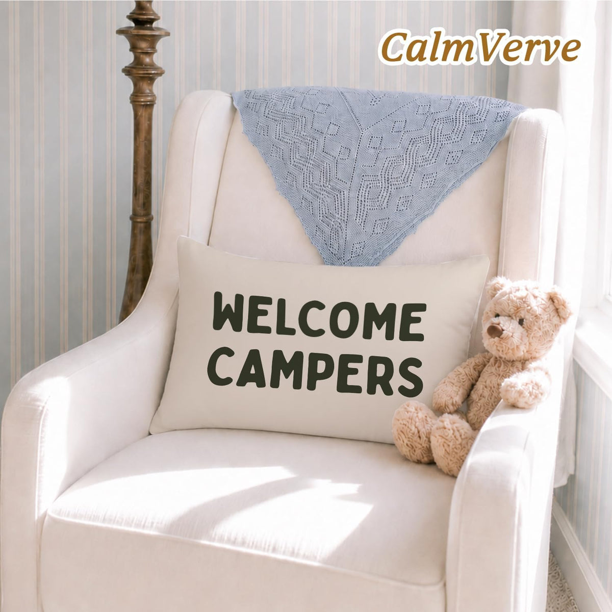 Welcome Campers 12x20 Pillow Cover Camping Decor，