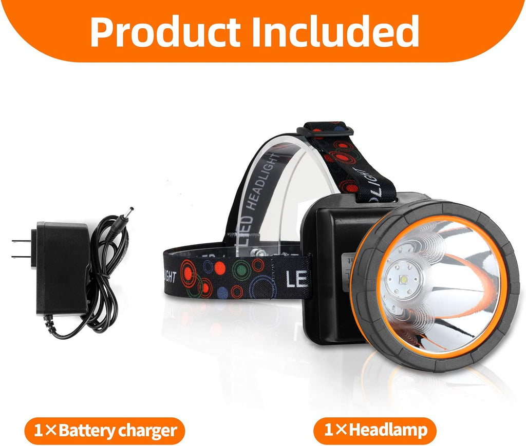 Coon Hunting Light, Super Bright LED Headlamp with 2 Light Modes, Waterproof & Rechargeable Hard Hat Headlight, Adjustable Gold Miner Torch for Hunting, Fishing, Hiking, Camping, Outdoor Adventure