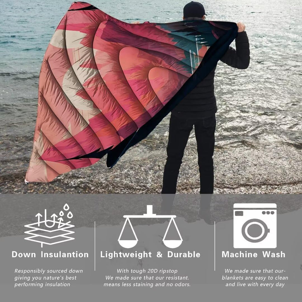Yizheer Outdoor Puffy Lightweight Down Camping Blanket for Traveling,79x55
