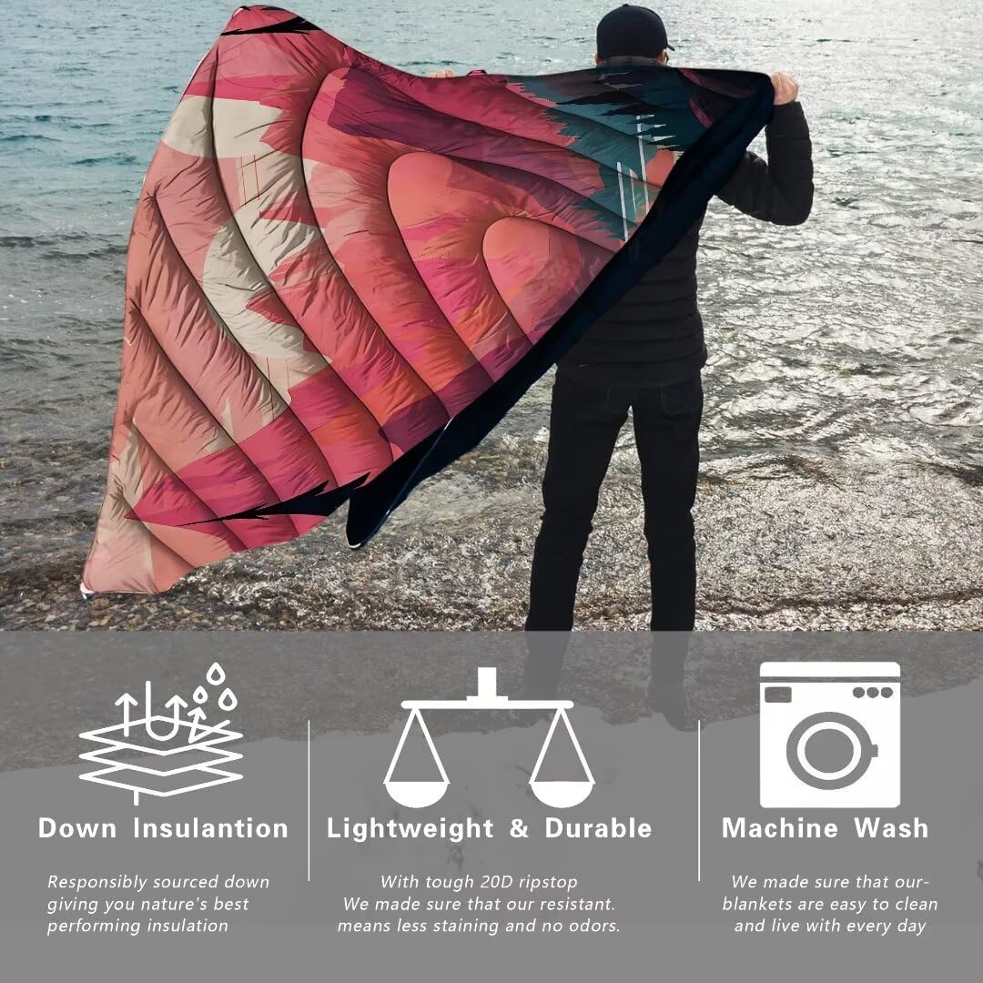 Yizheer Outdoor Puffy Lightweight Down Camping Blanket for Traveling,79x55