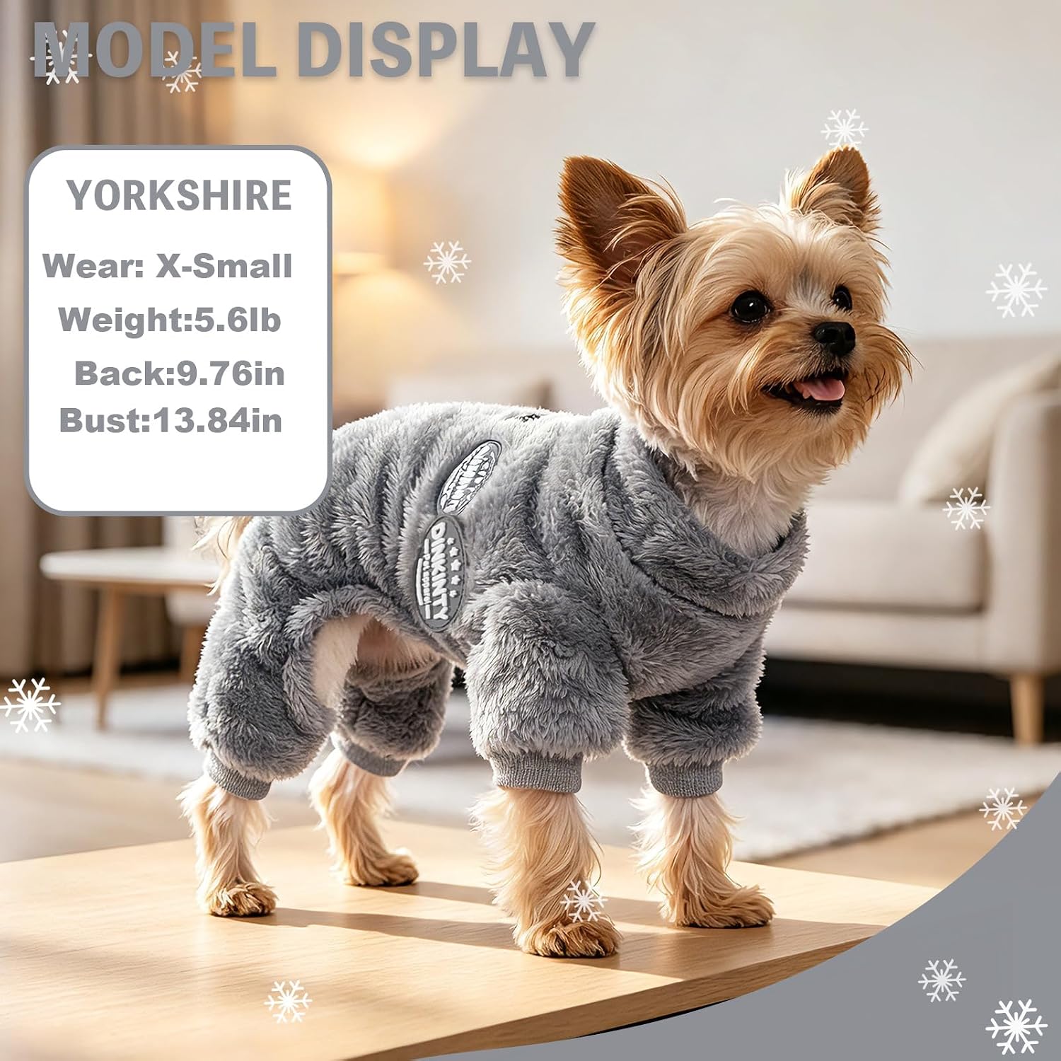 Fleece Dog Pajamas Winter Warm Dog Sweater for Small Dogs Thermal Soft Puppy Pjs Coat Stretchy Jumpsuit Doggie Pet Clothes Outfits Cat Apparel (Grey, X-Small)