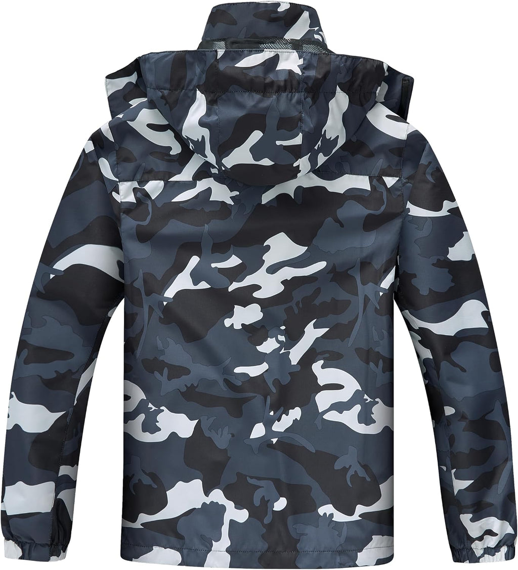 ELLSWOS Men's Lightweight Waterproof Rain Jacket with Detachable Hood