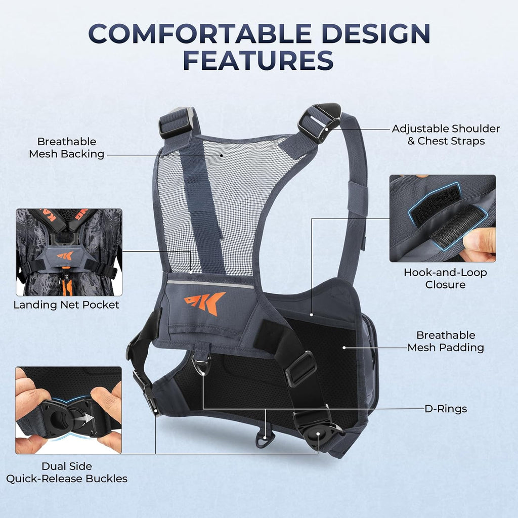 KastKing BaitBoss Water-Resistant Fishing Chest Pack; Fishing Bag for Men