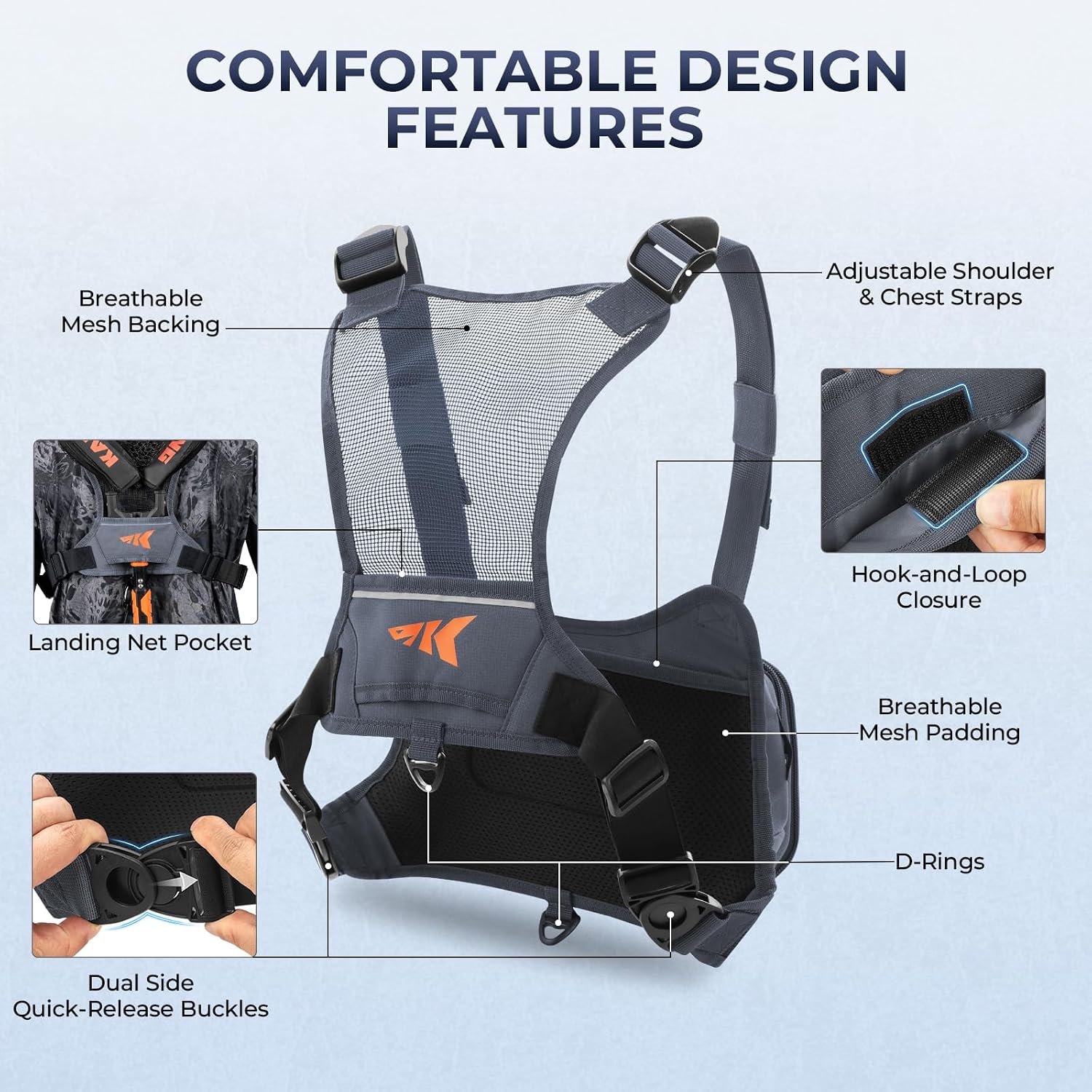 KastKing BaitBoss Water-Resistant Fishing Chest Pack; Fishing Bag for Men