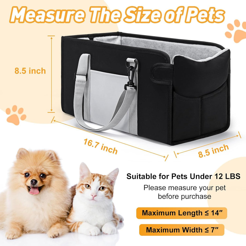 Portable Dog Car Seat for Small Dogs, Puppy Car Seat, Black