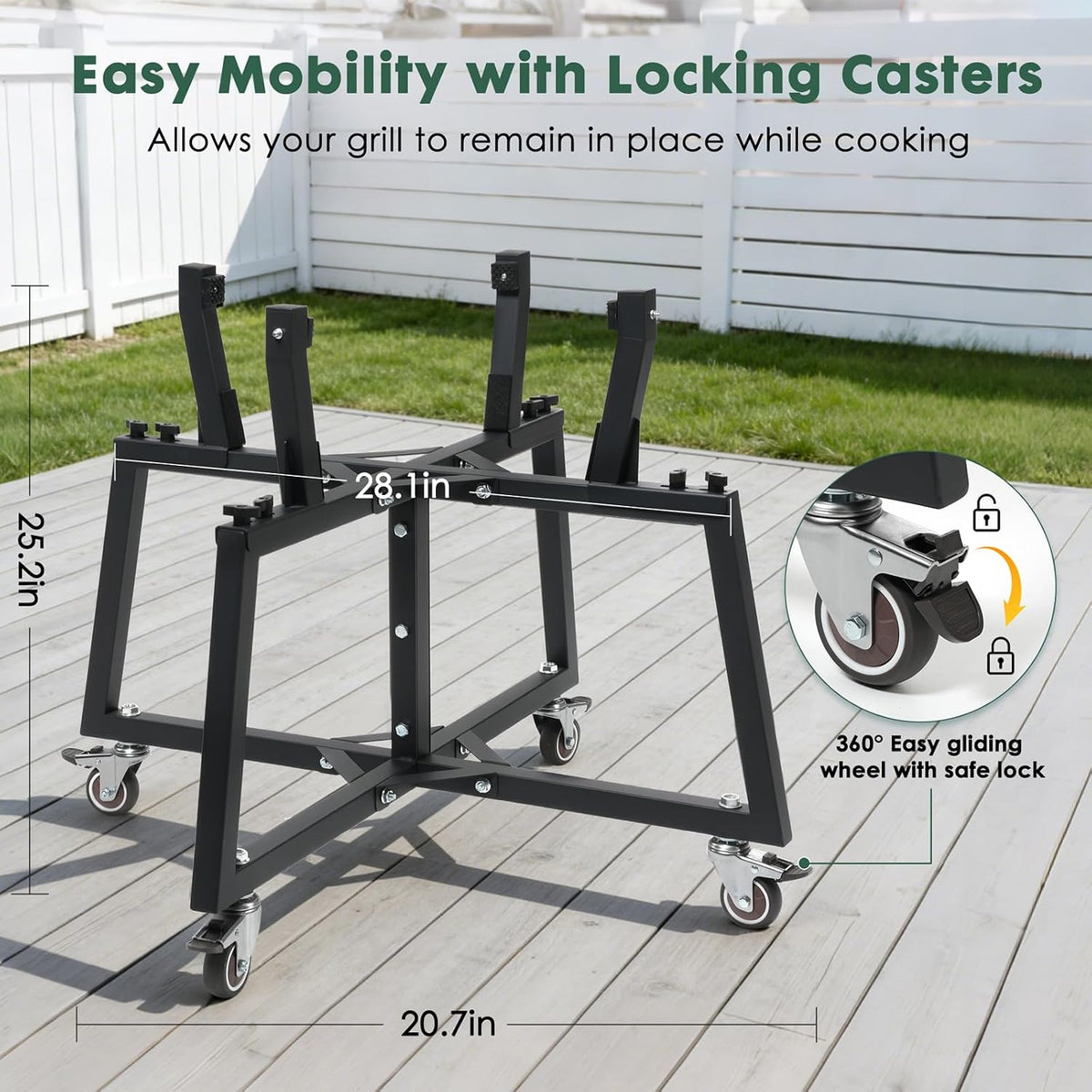Green Big Egg Nest, Rolling Cart for Big Green Egg Accessories