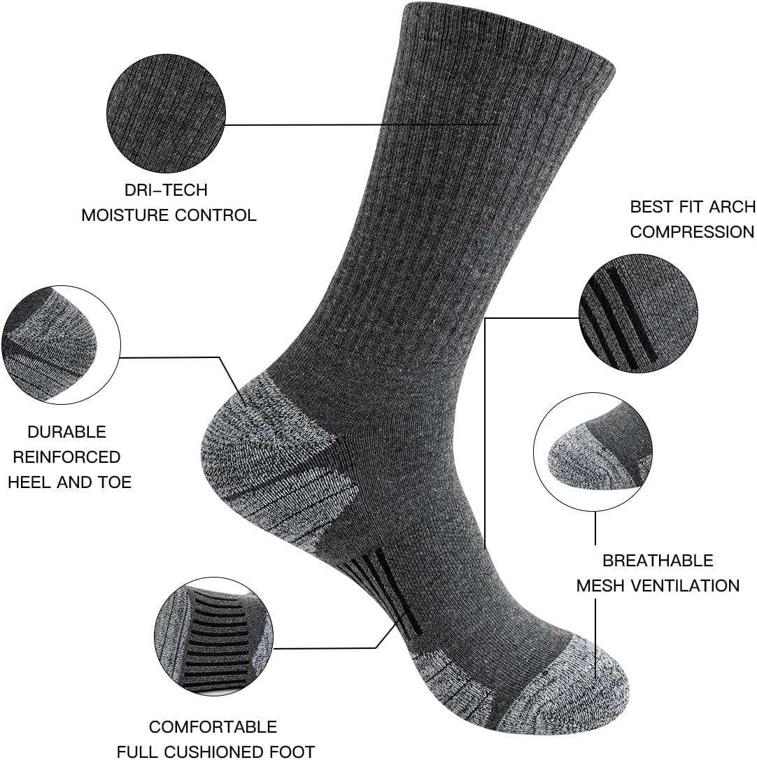 JOYNÉE 8 Pairs Mens Athletic Crew Socks Cushion Running Work Breathable Outdoor Socks for Men