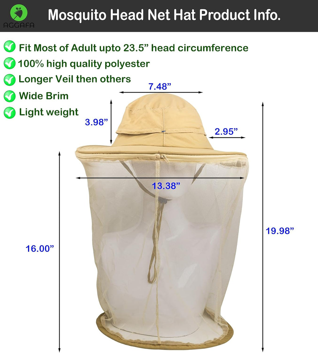 Mosquito Head Net Hat with Fine Mesh for Gardening, Fishing, Camping