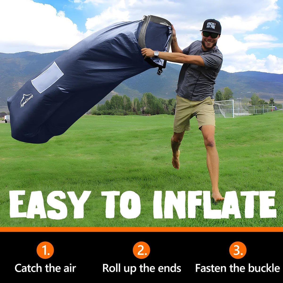 AlphaBeing Inflatable Lounger Beach Chair Accessories, Air Sofa Hammock Inflatable Couch for Camping Backyard Lakeside with Compression Sacks, Ideal Outdoor Gifts for Adults