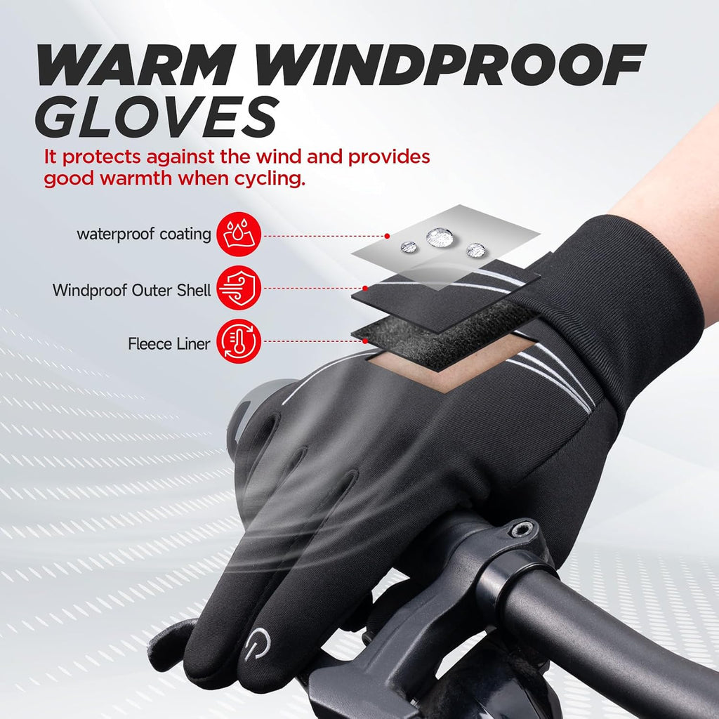 RUIXUE Winter Gloves for Men Women, Warm Thermal Windproof Touchscreen Non-Slip(Black,L)