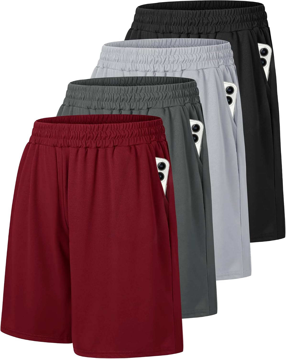 4 Pack Gym Mens Shorts - Basketball Athletic Shorts Fitness Clothing
