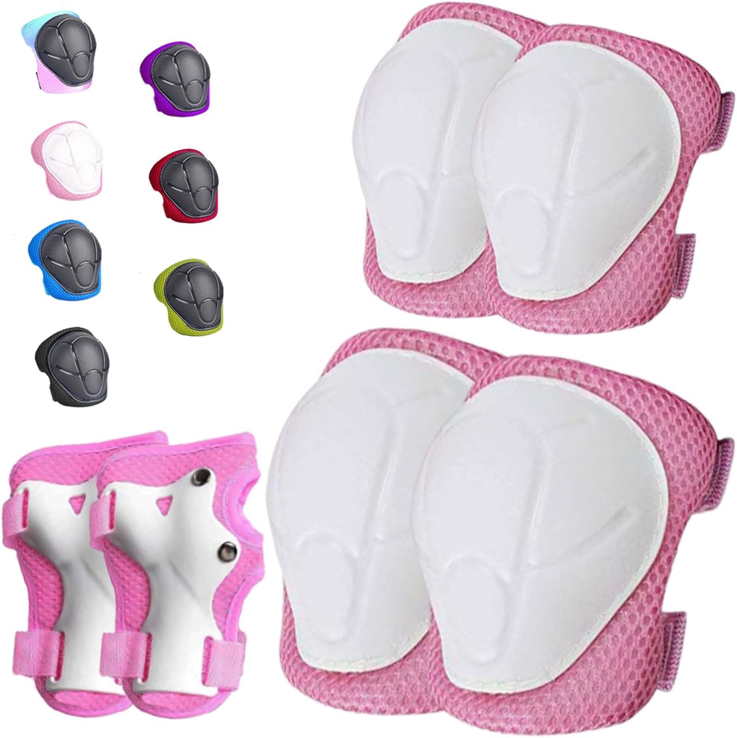 Kids/Youth Knee Pads Elbow Pads for 3-14Years Boys Girls 6 in 1 Kids Protective Gear Set Adjustable for Skating Cycling Bike Rollerblading Scooter Roller Skates