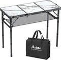 Anbte 3ft Folding Camping Table, 3 Adjustable Height Max 27.5", White