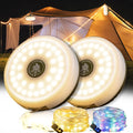 Sutaig 2-Pack Camping String Lights, 4 in 1 Outdoor Camping Lantern with 8 Lighting Modes(32.8Ft), Quick 30s Recovery, Waterproof, Type-C Fast Charging, Portable Lights for Camping/Yard/Hiking