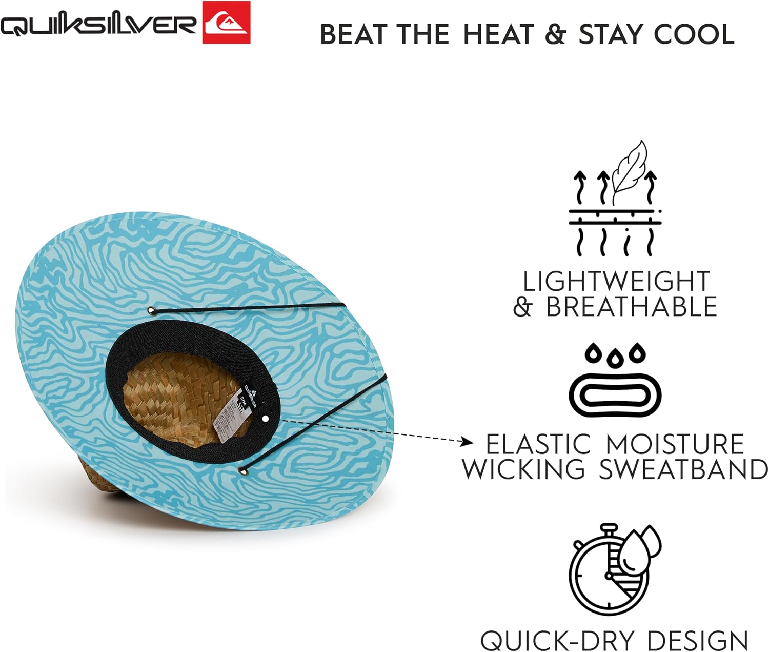 Quiksilver Men's Wide Brim Outdoor Lifeguard Straw Sun Hat