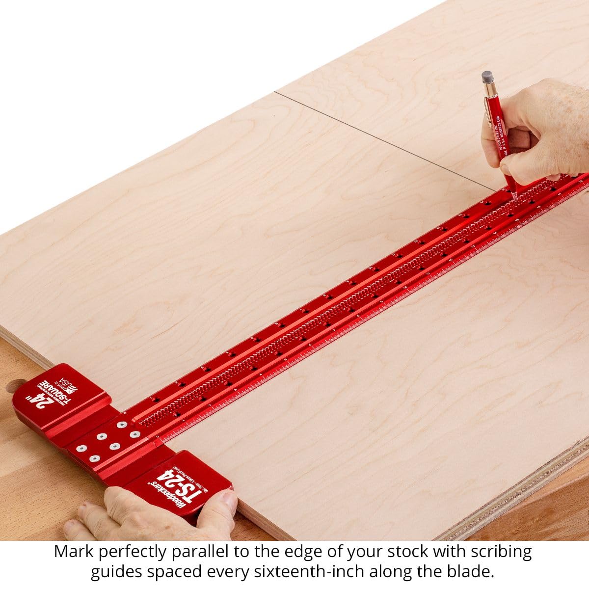 Woodpeckers T Square, 12 Inch, Precision Woodworking T-Square Ruler, Built-in Edge Support, Scribing & Shelf Pin Guides, Rack-It Mount, Made in USA