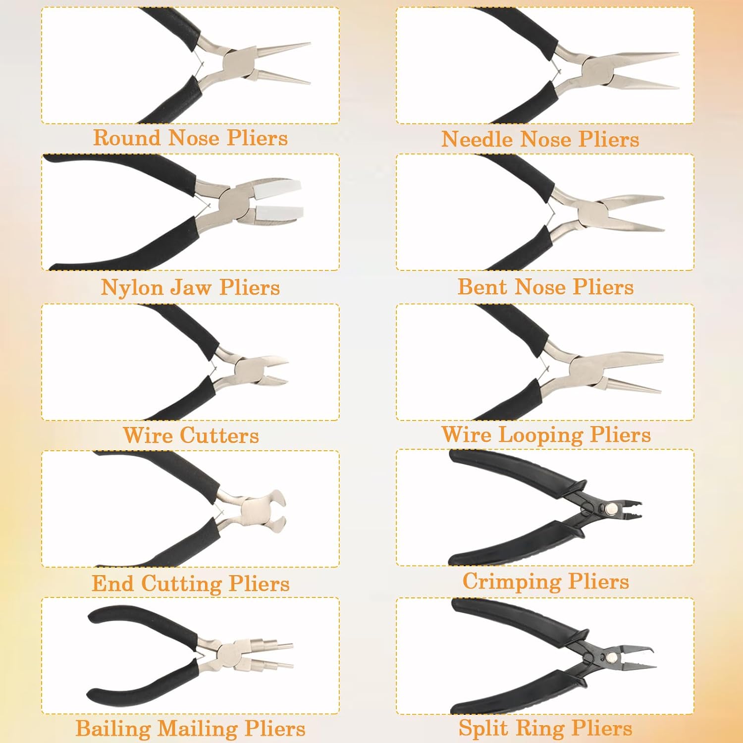 10 Pack Jewelry Pliers Set, Mini Pliers Set, Jewelry Making Include Flat, Jewelry Tools, Needle, Round, Bending Linesman, Applicable to Handicrafts, Earring Making, Repairing