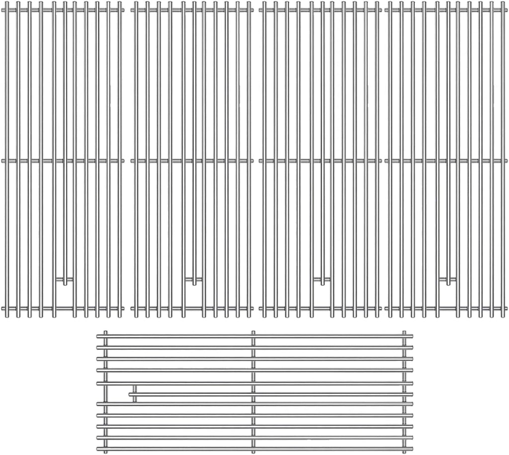 5 Pack 9mm Cooking Grids for Bull Grill Grate Replacement Parts,5 Pack Cooking Grids for Bull 57569, Bull 57568,for 5 Burner Brahma Lion Premium 40-Inch Grills L90000 90000Grill Grates