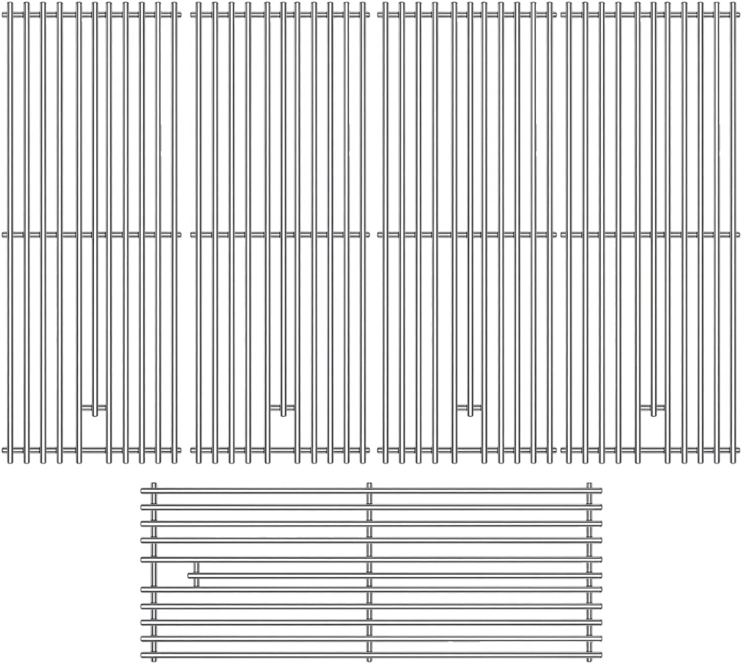 5 Pack 9mm Cooking Grids for Bull Grill Grate Replacement Parts,5 Pack Cooking Grids for Bull 57569, Bull 57568,for 5 Burner Brahma Lion Premium 40-Inch Grills L90000 90000Grill Grates