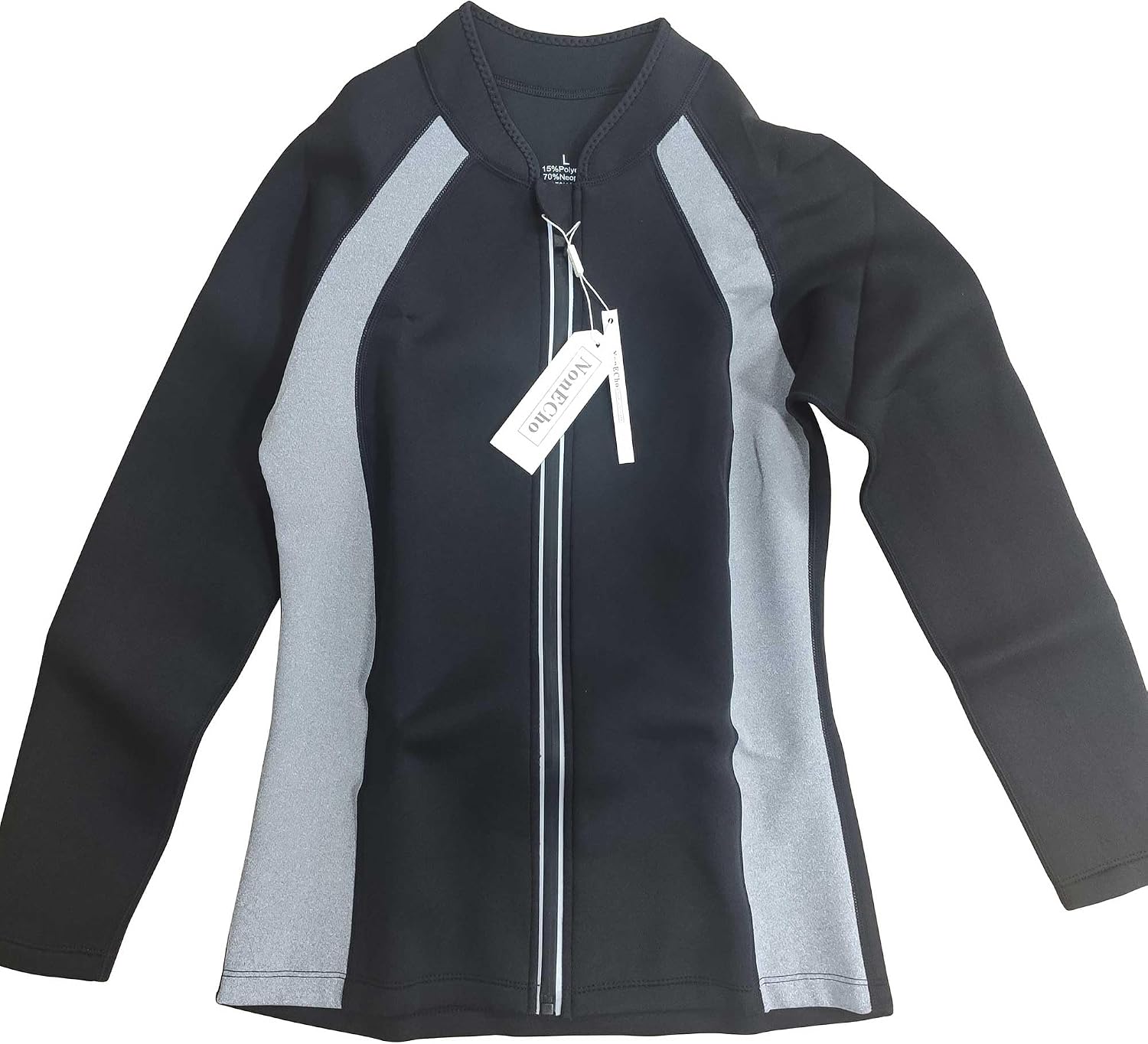 NonEcho Women Sauna Suit Waist Trainer Jacket Hot Sweat Top Neoprene Body Shaper Workout Suit Running Cycling Jersey Black