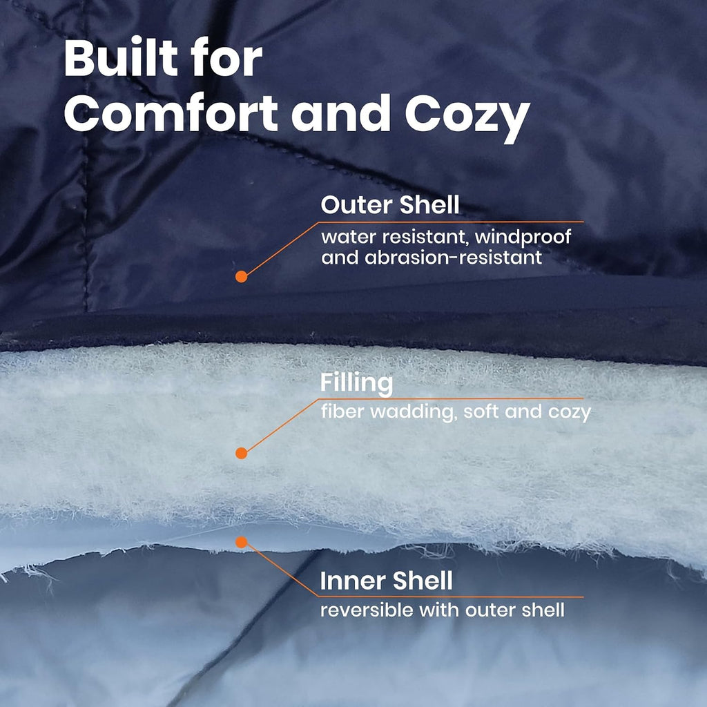 Ultralight Puffy Blanket, Outdoor Camping Blanket, Water-Resistant and Packable, Great for Camping, Stadium, Traveling, Backpacking, Picnic and Beach. 79"x55". Royal Blue