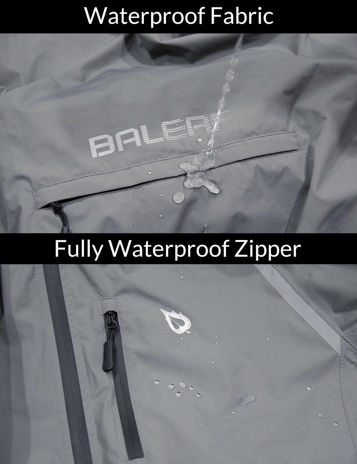 baleaf Men's Rain Jacket Waterproof Hood Lightweight Reflective Packable