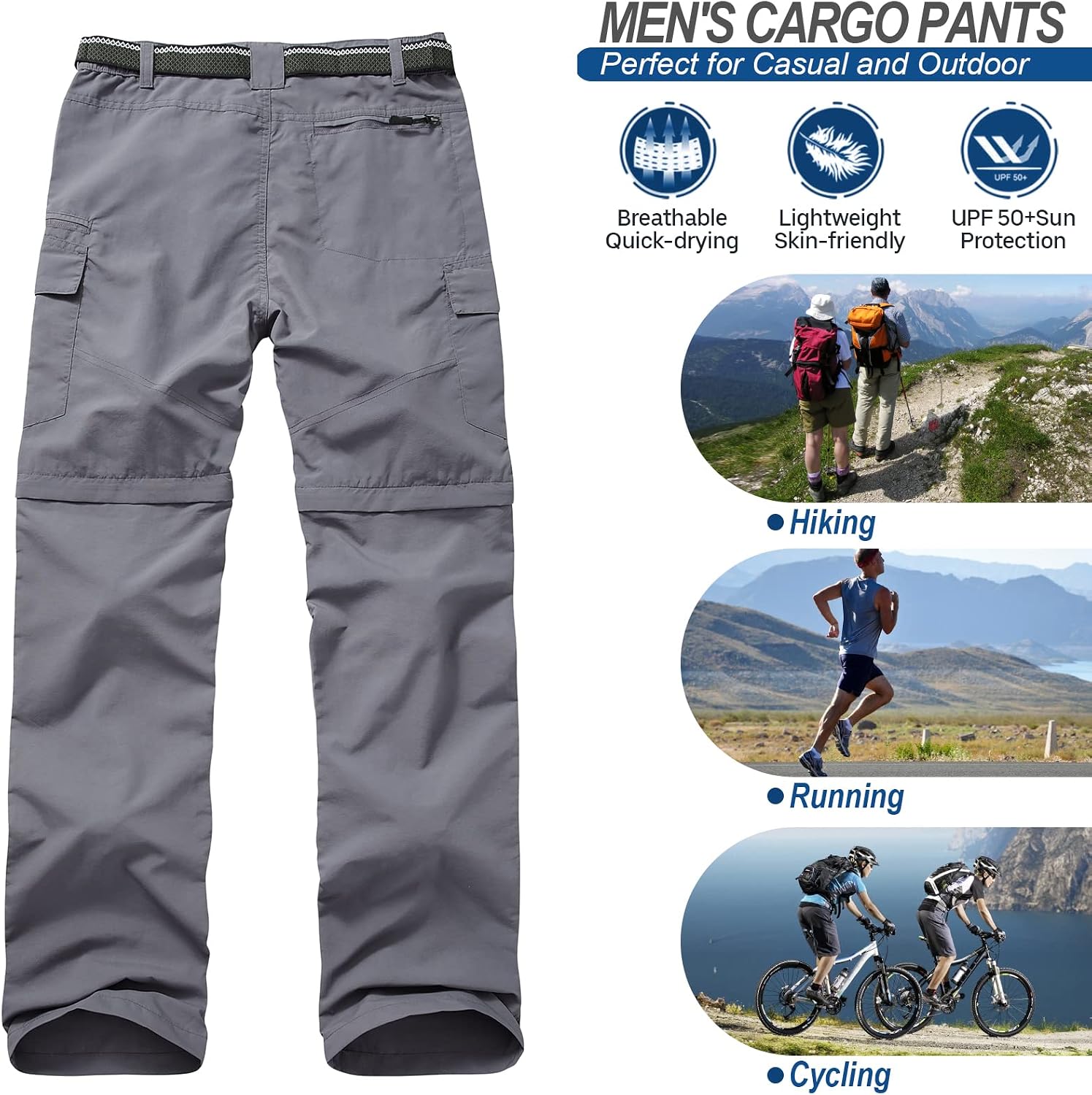 linlon Boy Scout Pants Hiking Mens Convertible Zip Off Safari Fishing