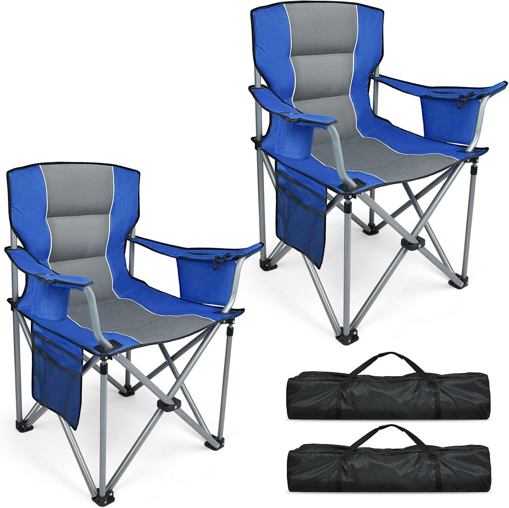 Camping Chairs, 2 Pack Oversized Heavy Duty Fully Padded Folding Chairs
