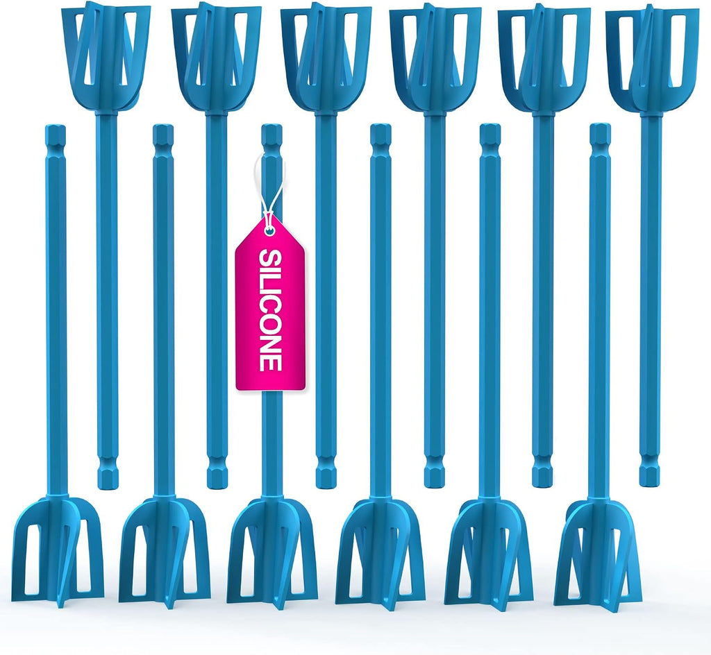 Epoxy Resin Mixer Silicone Paddles - 6 Reusable Pixiss Multipurpose Bidirectional Paint Stirrer for Drill Epoxy & Paint Mixer Drill Attachment - Paint Stirrers Epoxy Stirrer - Paint Mixer for Drill