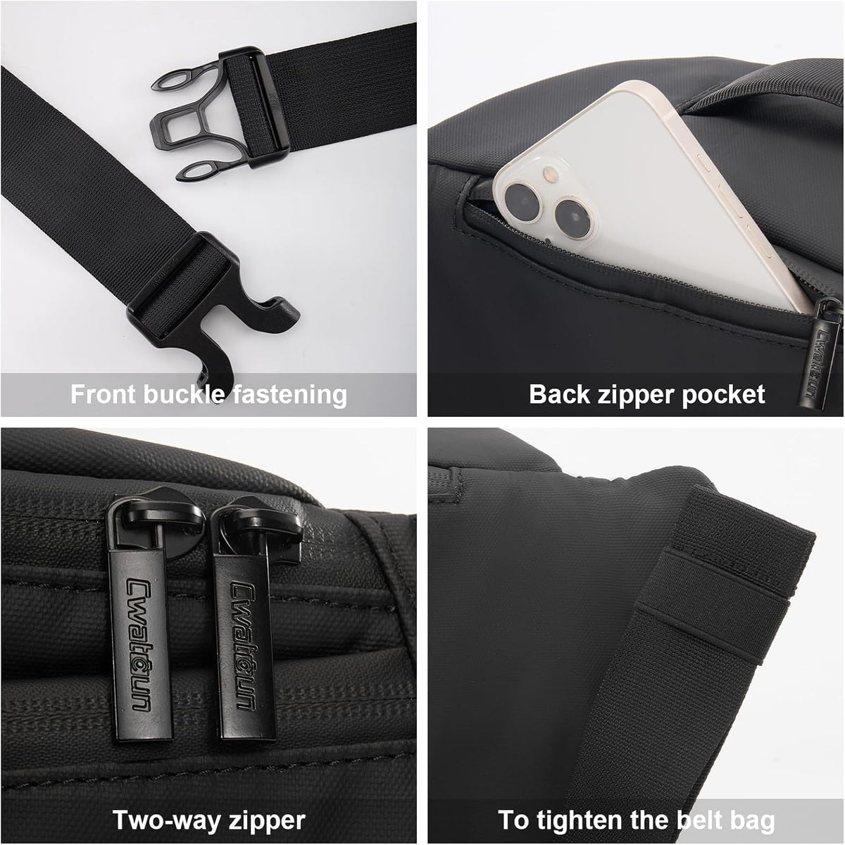 Cwatcun 3-in-1 Camera Waist Bag, Compact Crossbody Fanny Pack for DSLR