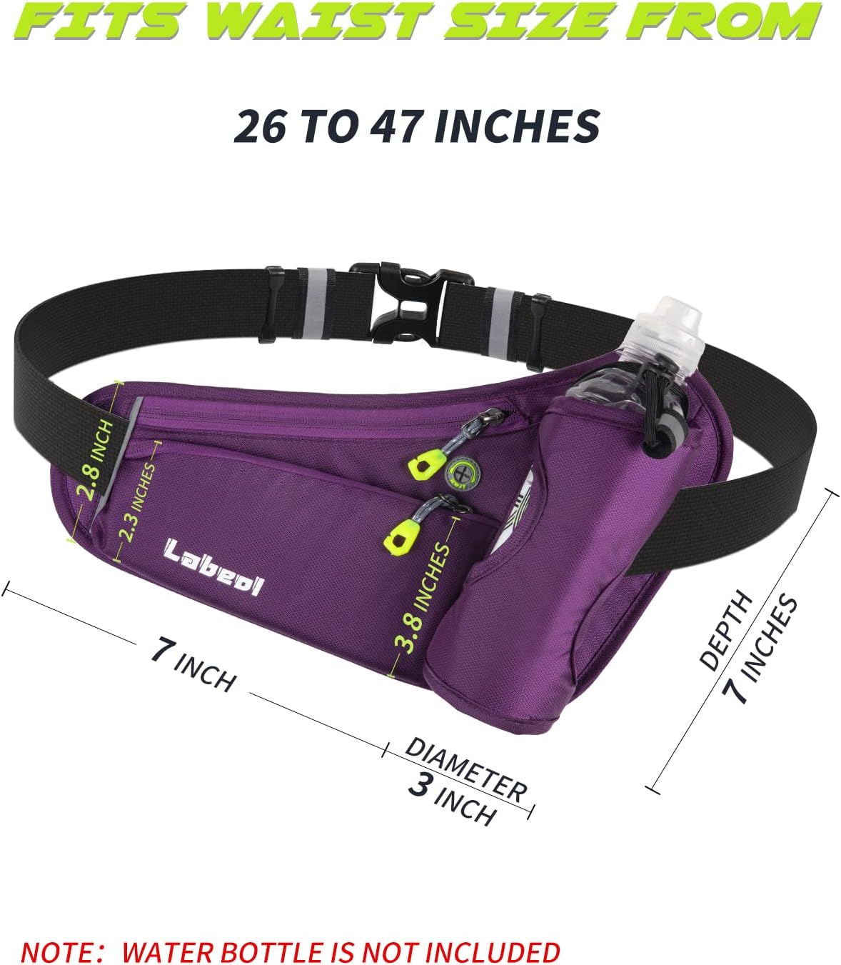 Labeol Running Belt, Waterproof Hydration Belt with Water Bottle Holder