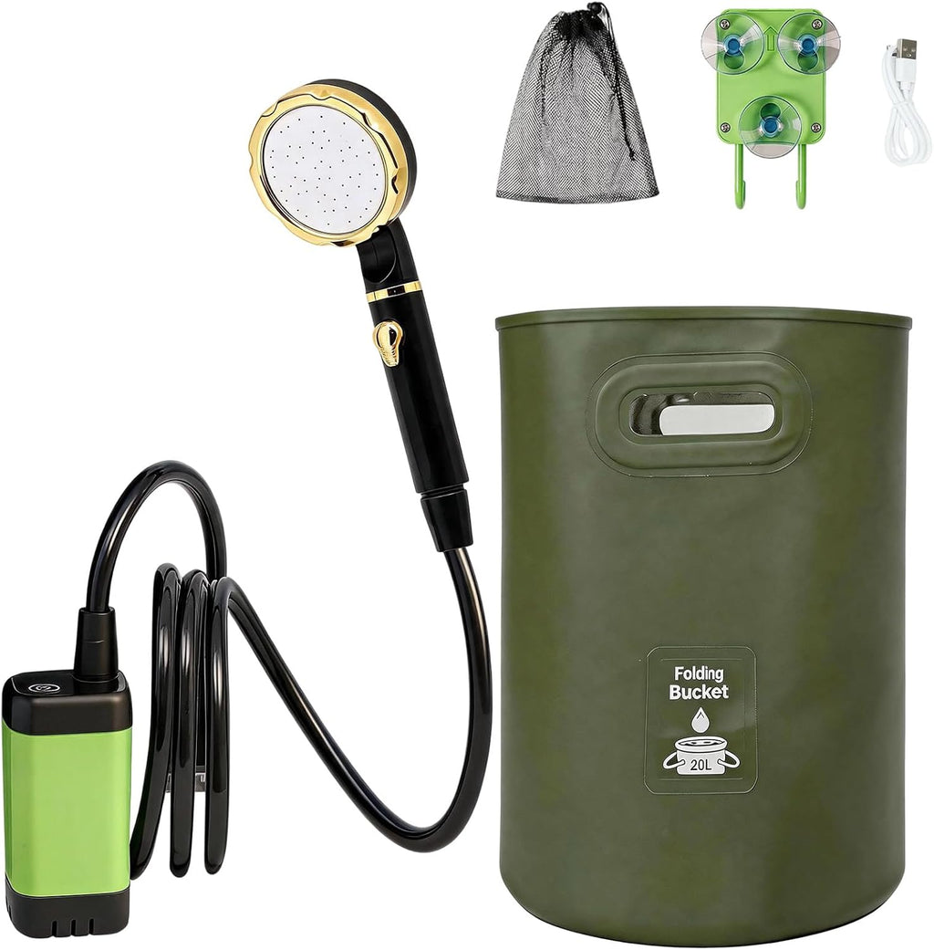 Portable Camping Shower,Long-Lasting Rechargable Camp Shower Pump