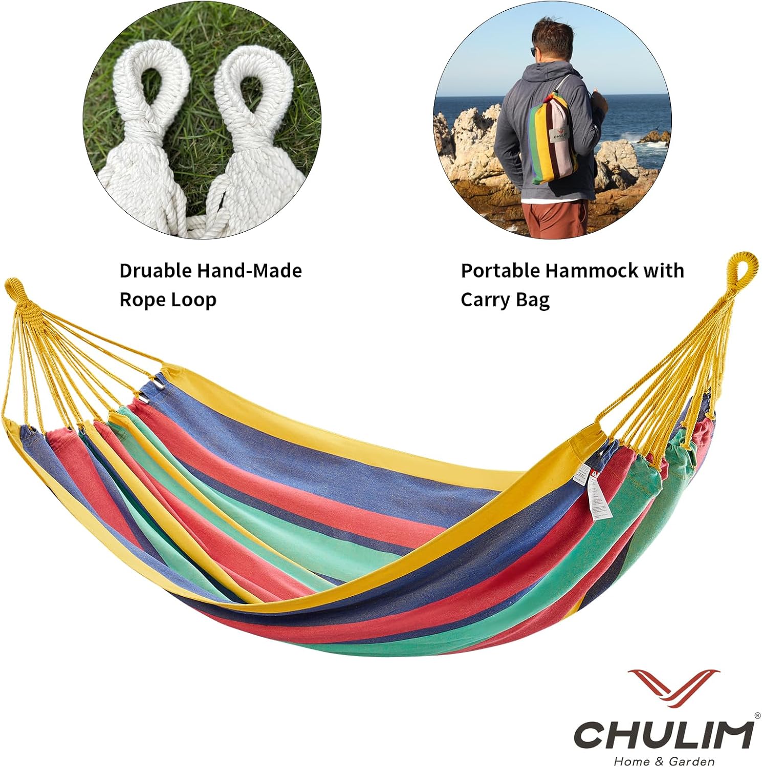 Brazilian Double Hammock with Tree Straps, Extra Large, 450 lbs Capacity
