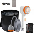 Portable Camping Shower with Light,2-in-1 Portable Shower for Camping,Carbon Filtration Shower,5 Gals Foldable Bucket, Rechargeable for Camping,Pet Bath,Gardening,Car Wash
