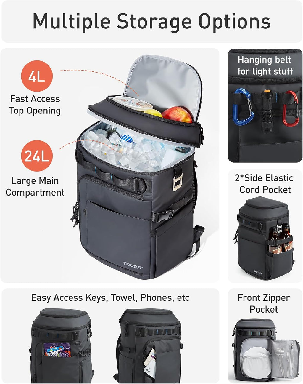 TOURIT 38 Cans Backpack Cooler with 2 Insulated Compartments