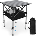 19.7"L x 20.9"W Folding Camping Table with Adjustable Height Black