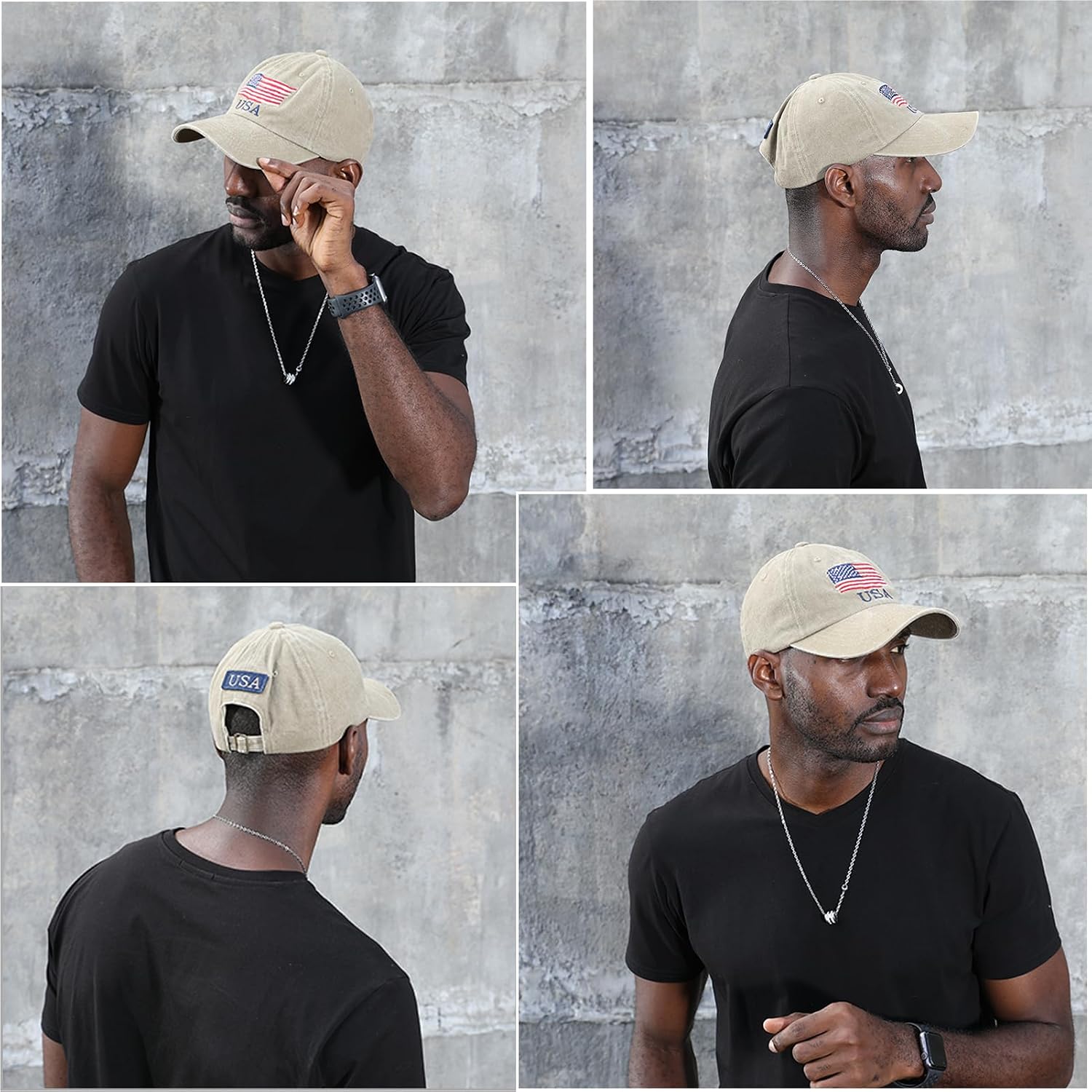Washed American Flag Baseball Cap Adjustable Sun Dad Gift Hats for Unisex