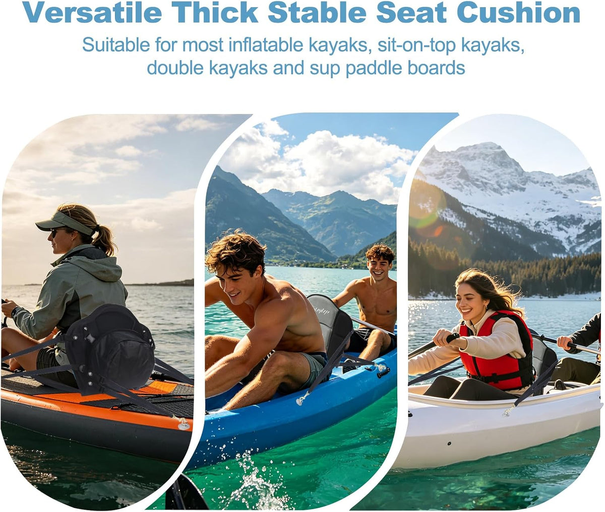 Thickened Kayak Seats - Premium Shockproof Seats with Back Support for Kayaking, Canoeing, Fishing, Paddle Boarding - Comfort, Versatility and Extra Storage (Gray,1 pcs)