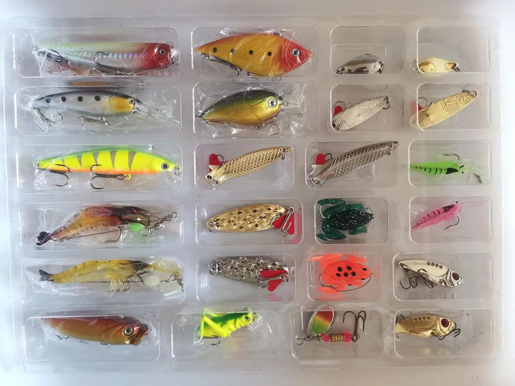 Advent Calendar Fishing Countdown 24 Days Fishing Lures Set for Fisher Adult Men Surprise Gift for Father, Grandpa