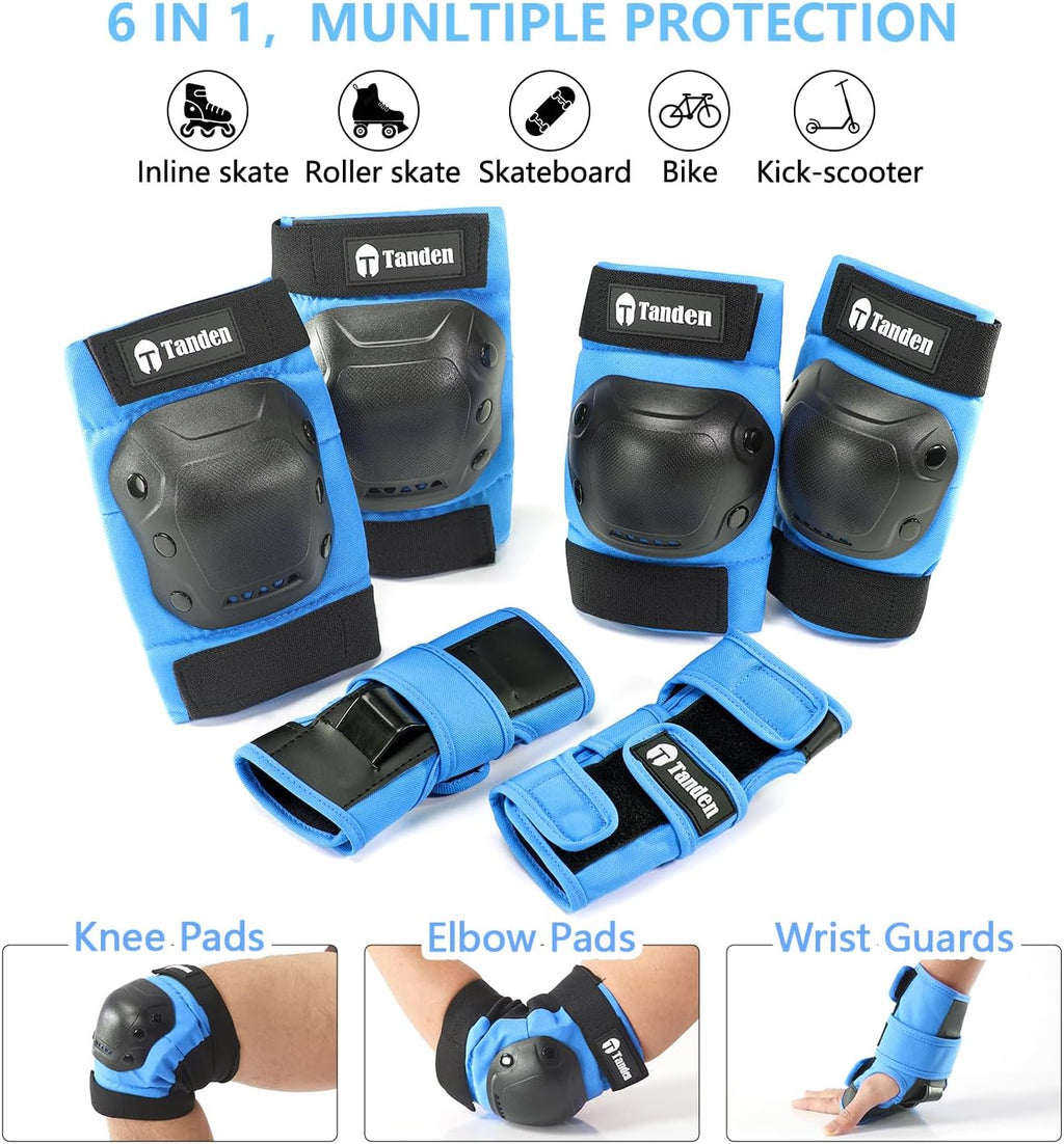 Tanden Skate Protective Gear Adult Knee Pads and Elbow Pads Set Wrist Guard