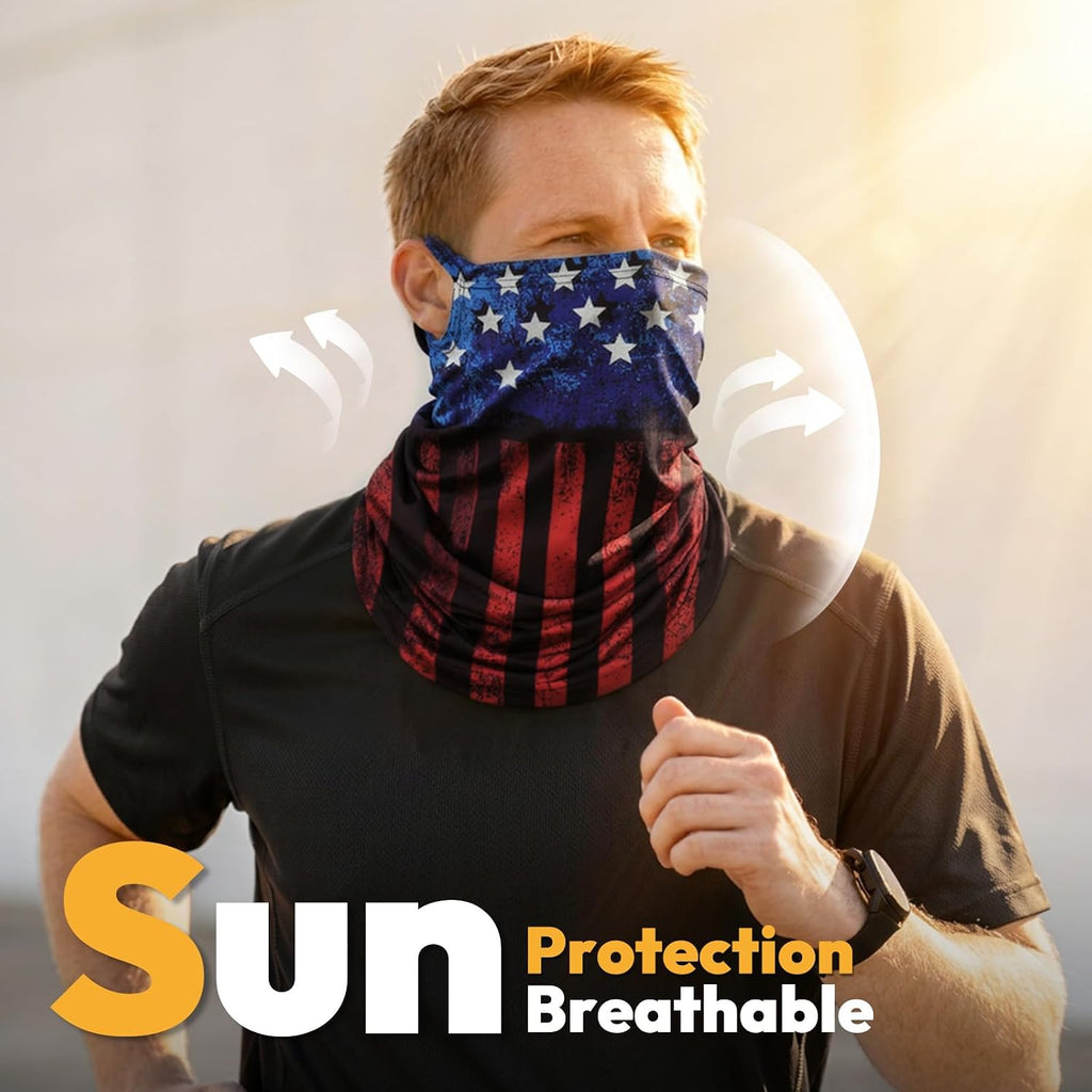 HONGTEYA 6 Pack Summer Neck Gaiter, UV Protection Cooling Face Mask Breathable Bandana Head Scarf Face Cover for Men Women