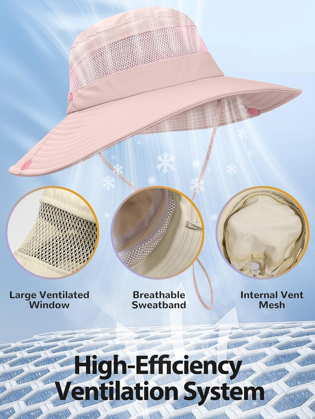 EW East Water Sun Beach Hat for Women, UPF50+ Waterproof with Ponytail Hole