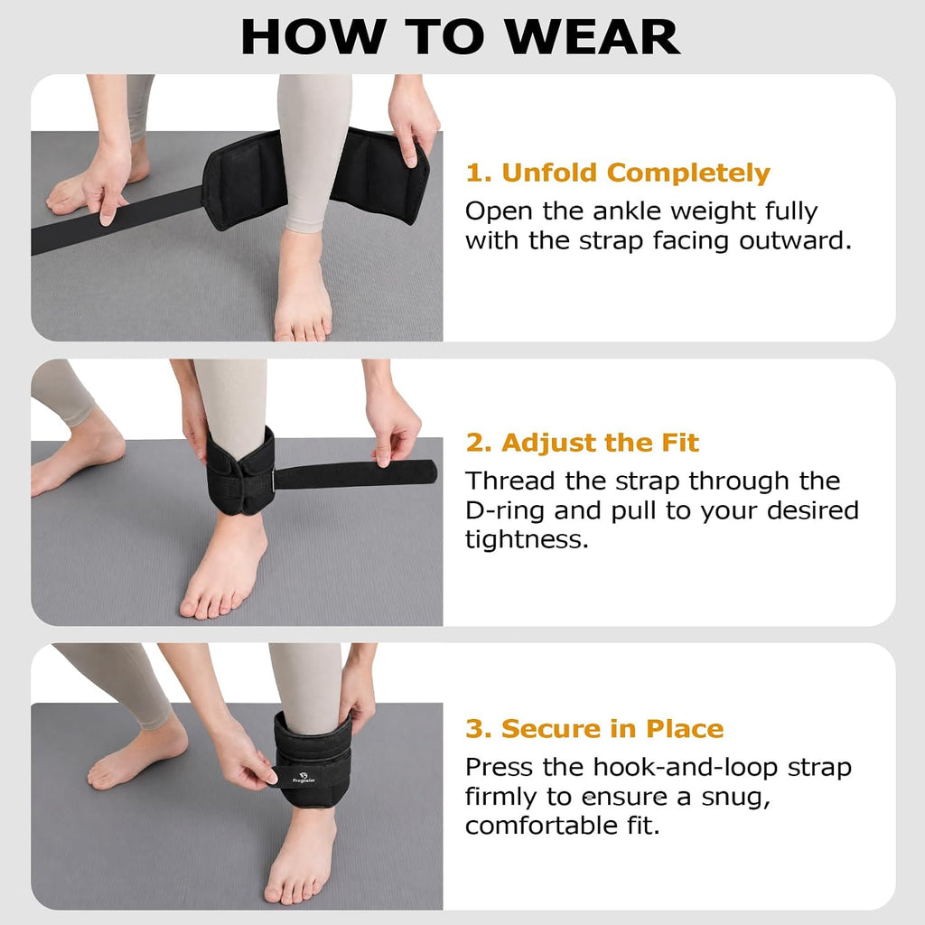Fragraim Adjustable Ankle Weights for Women and Men, 1 Pair (2–10 lbs)