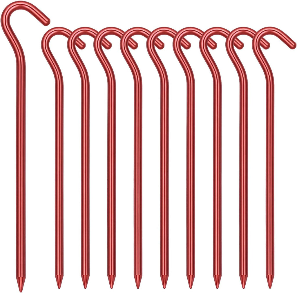 20 Pack Aluminum Tent Stakes - 7 Inch Lightweight Metal Ground Stakes Tent Pegs - Camping Hook Stakes for Tent, Rain Tarps, Canopies, Gardening, Inflatables and Outdoor Decorations